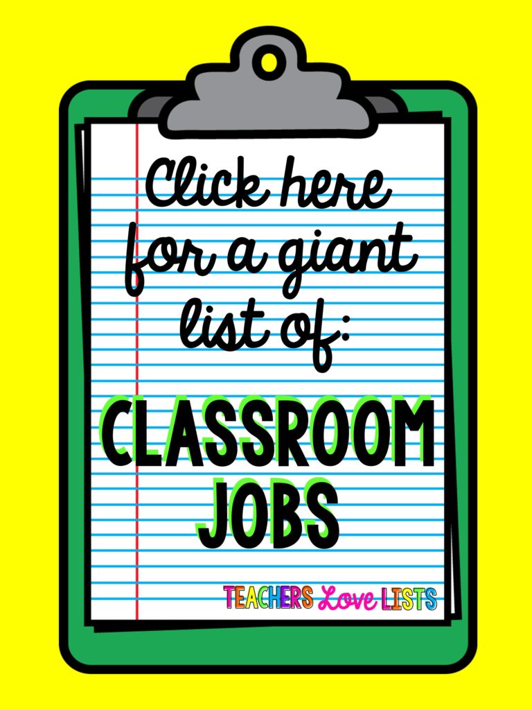 4th Grade Classroom Job Chart